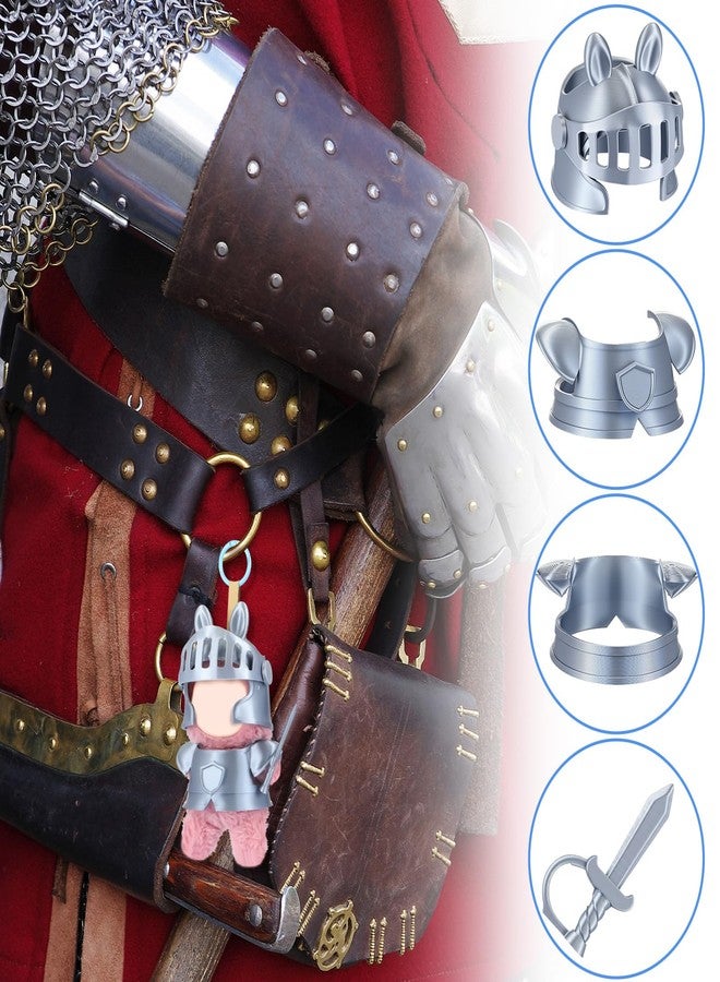 Simgoing 17 cm Doll Knight Costume Outfit Helmet Armor Sword Cute Medieval Armor Suit for Halloween Easter Renaissance Fair Costume Doll Clothes Accessory Gift Collection(Silver) - Image 4